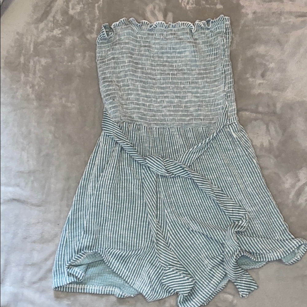 striped tie in front or back romper